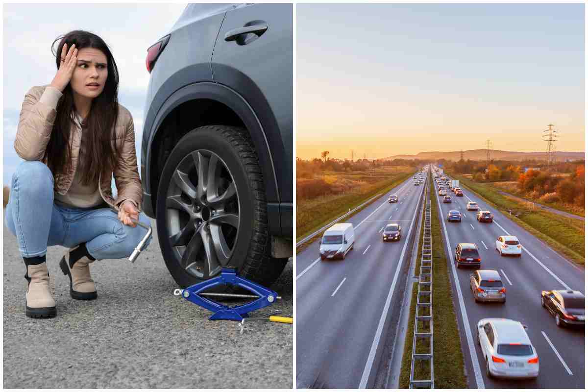 Cambia gomma in autostrada, succede una cosa shock