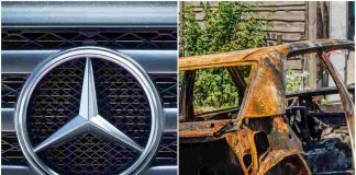 Mercedes completamente distrutta