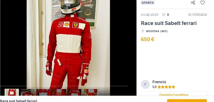 Tuta Ferrari Schumacher in vendita subito.it