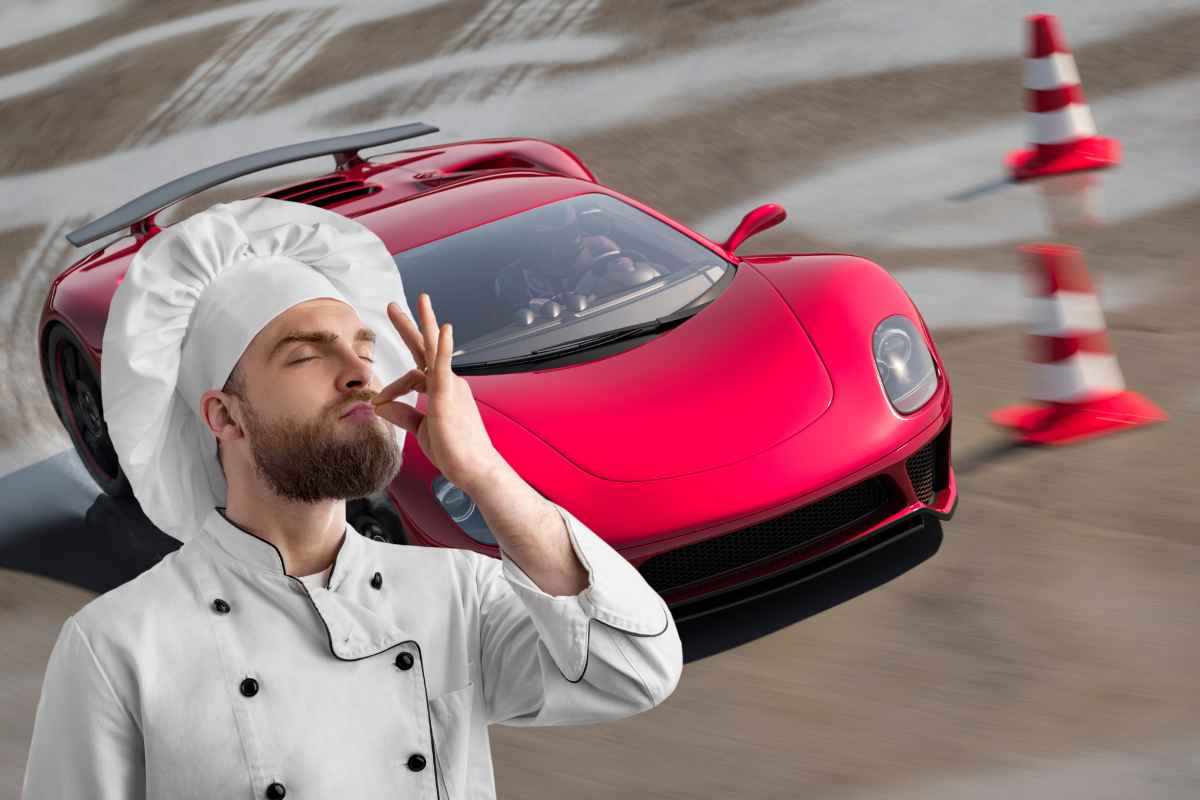 Chef cucina su supercar