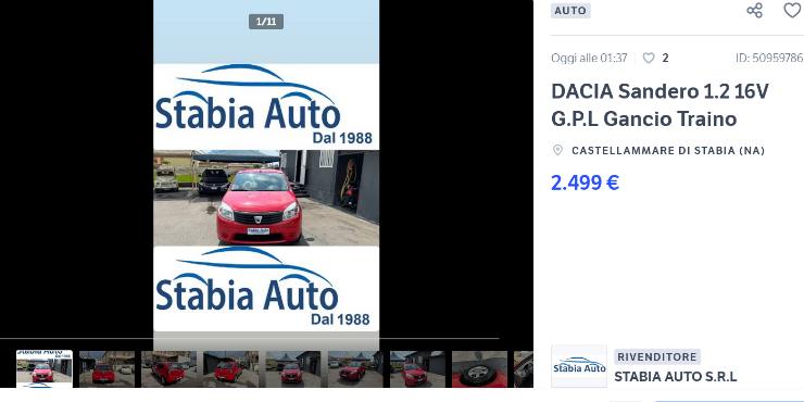 Dacia Sandero offerta costo 2mila euro