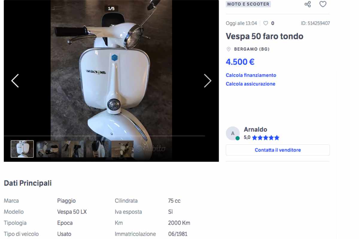 Annuncio Vespa Piaggio 50 usata