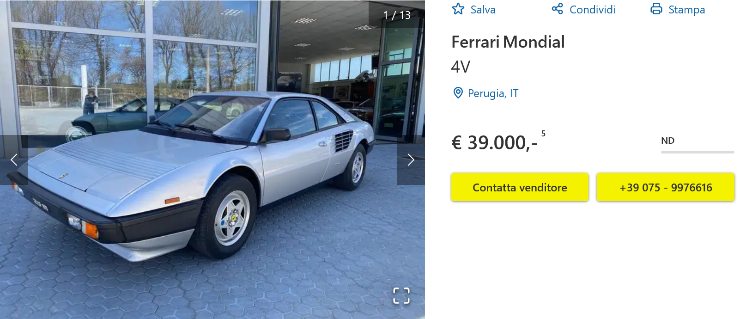 Ferrari Mondial a basso prezzo