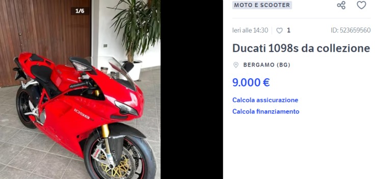 Ducati 1098 S moto occasione prezzo
