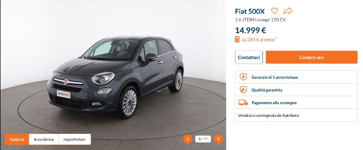 Fiat 500X offerta clamorosa