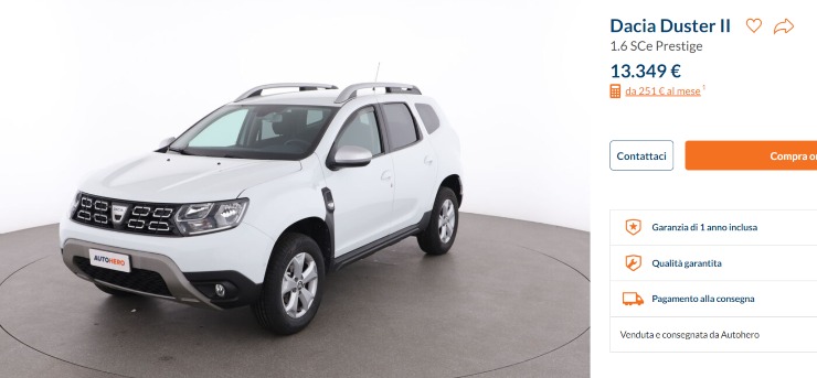 Dacia Duster occasione sconto usata 15 mila Euro
