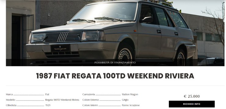 FIAT Regata auto storica vendita