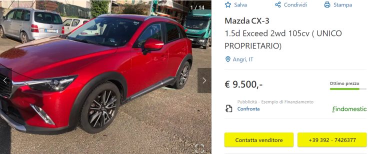 Mazda CX3 SUV Giappone offerta