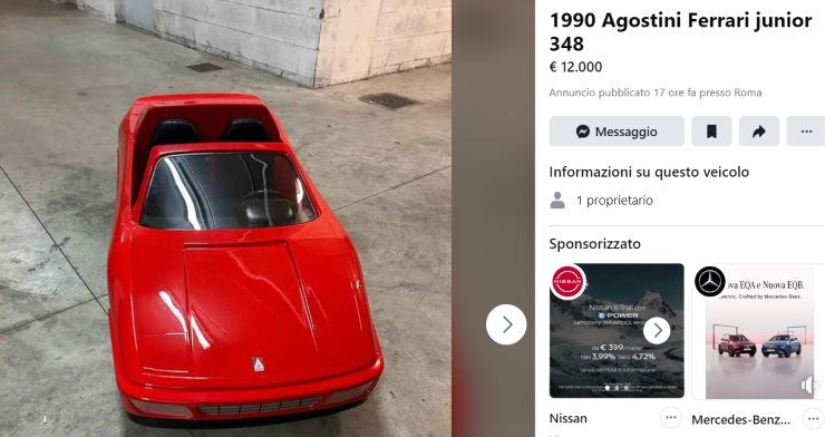 Ferrari Agostini Junior 348 vendita auto edizione limitata go-kart