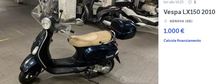 Vespa LX 150 touring 1000 Euro occasione moto usata