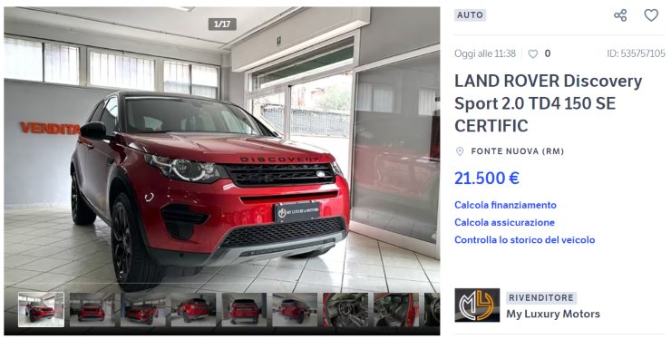 Land Rover Discovery Sport in vendita a un prezzo unico