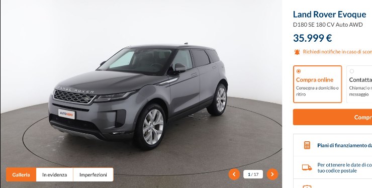 Land Rover Evoque prezzo strepitoso