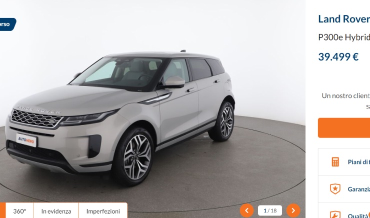 land rover evoque prezzo suv ibrido usato