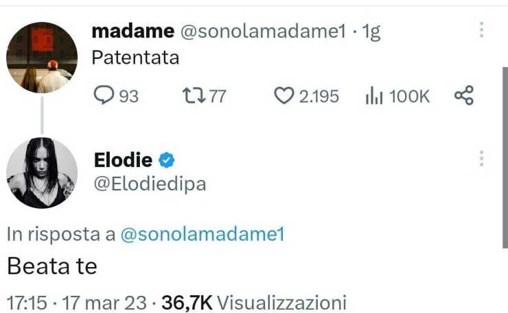 elodie senza patente