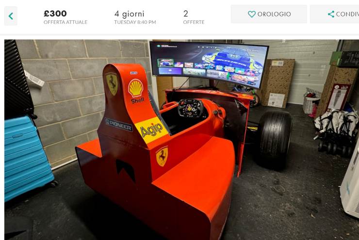 Simulatore Ferrari pilota Leclerc Sainz F1 occasione costo asta