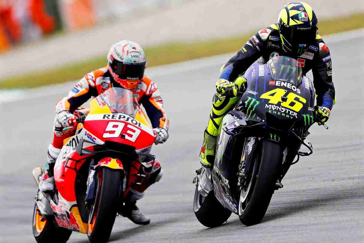 Marc Marquez in confronto con Valentino Rossi